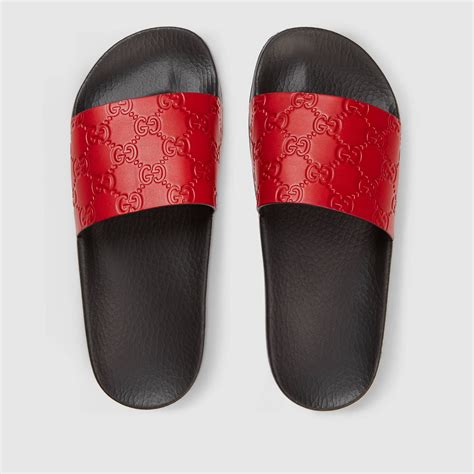 red black gucci slides|Gucci red slides women.